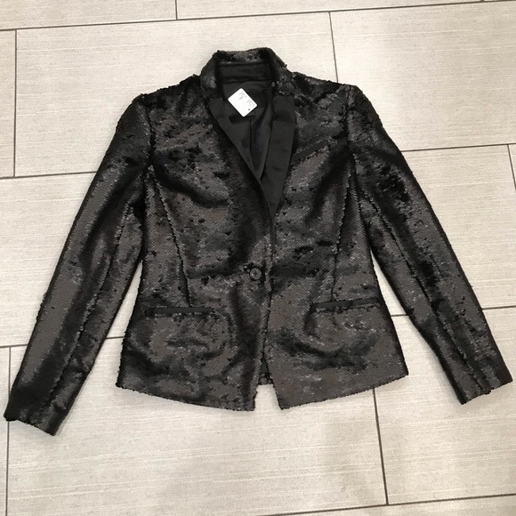 EUC Banana Republic BR Sequined Tuxedo Jacket Sz 0 - Picture 1 of 8